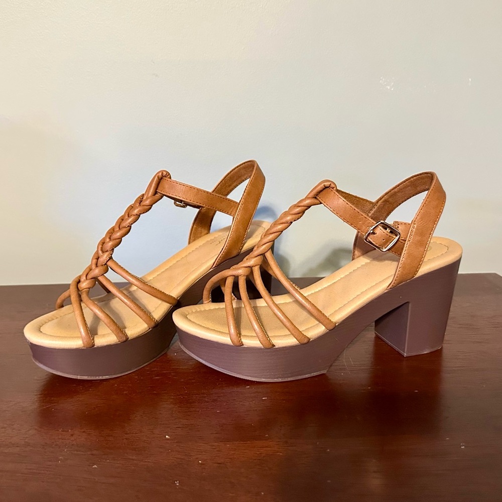Braided Tan Platform Sandals